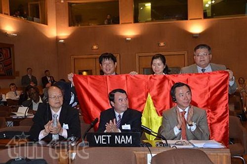 Đoàn Việt Nam vui mừng khi Langbiang được UNESCO công nhận là Khu dự trữ sinh quyển thế giới tại phiên họp ngày 9/6 tại trụ sở UNESCO, Paris